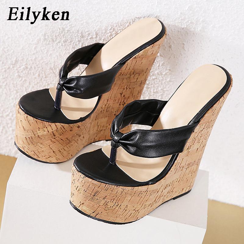 Eilyken Sexy Super 18CM High Heels Platform Wedges Pinch Slippers Women Sandals Mules Shoes Size 35-42