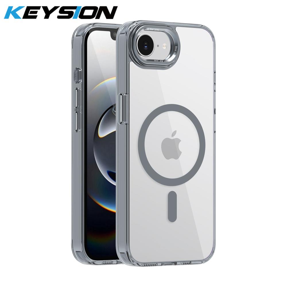 

KEYSION Прозрачный чехол для MagSafe для iPhone 16e Мягкий TPU+акриловый магнитный беспроводной зарядный телефон Прозрачный чехол для iPhone 16e for iPhone 16e серый