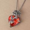 Cute Rose Decor Red Heart Shaped Pendant Necklace, Christmas Holiday Gift Birthday Gift For Teen Girls