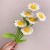 5 Pcs Hand Crocheted Artificial Sunflower Daisy Bouquet, Knitted Fake Flowers For Wedding Mother's Day Home Office Decoration Without Vase