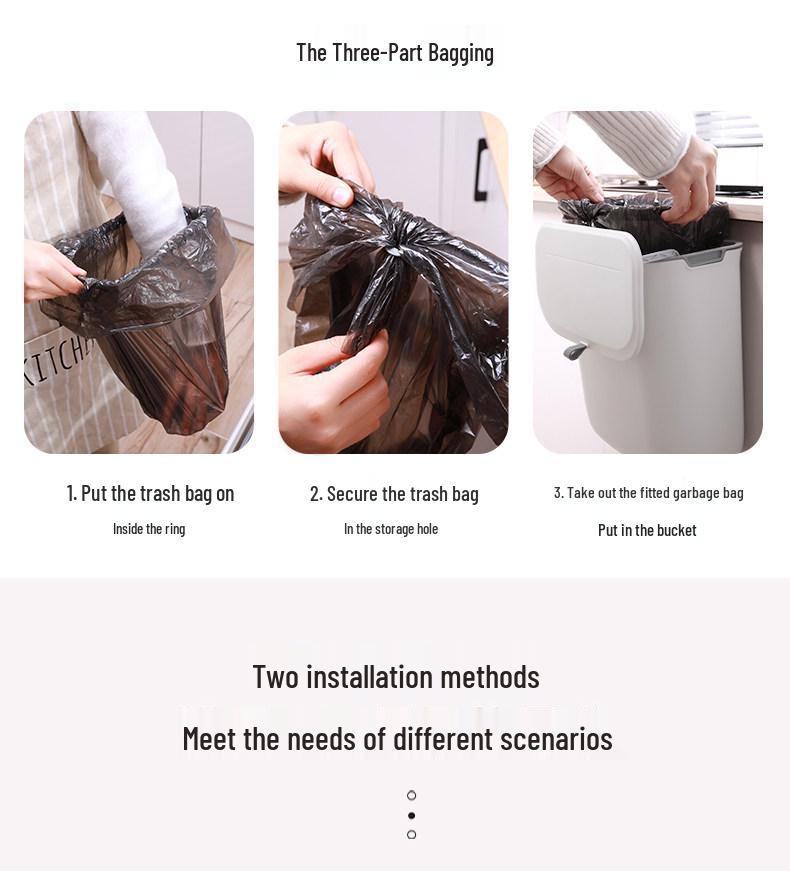 Jie An Hui Kitchen & Toilet Wall-Mounted Trash Can with Lid