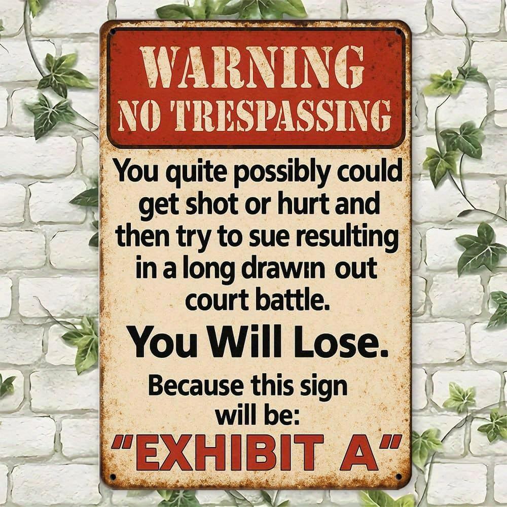 “No Trespassing” 8x12in Vintage Aluminum Warning Sign