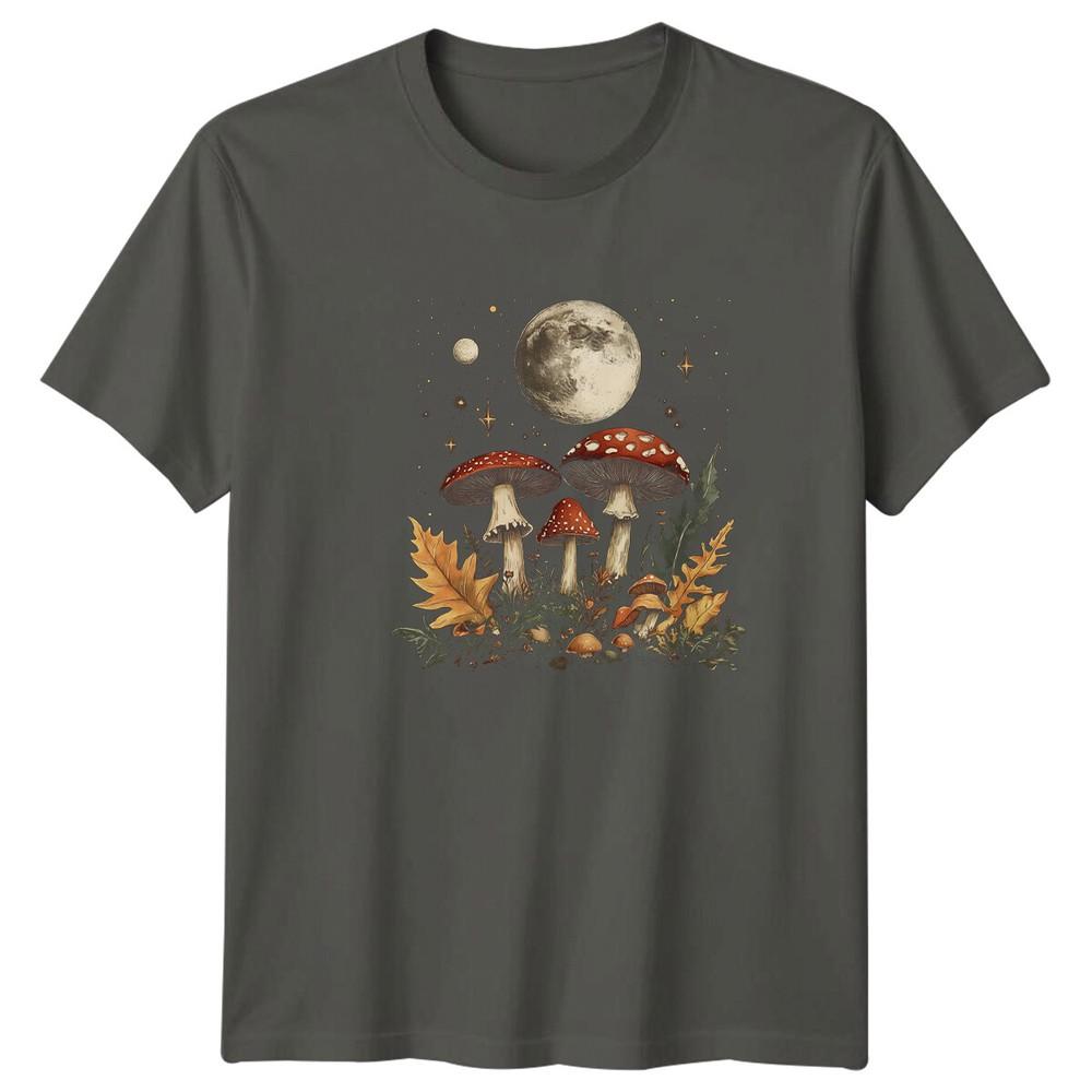 Lunar Mushroom Nature Graphic TShirt Full Moon Fungi Tee S
