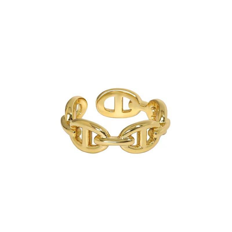 Anello Minimalista alla Moda Ins con Design Personalizzato a Naso di Maiale Multi-strato Vuoto Versatile per Fidanzate Anello Dolce Delicato