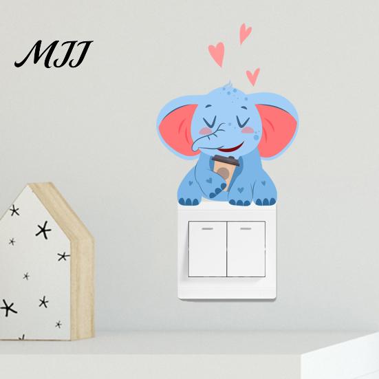 Safety Outlet Protectors for Children Cute Elephant Switch Sticker, Decorative PVC Waterproof Light Decal, Protective Cover Flexible Cut to