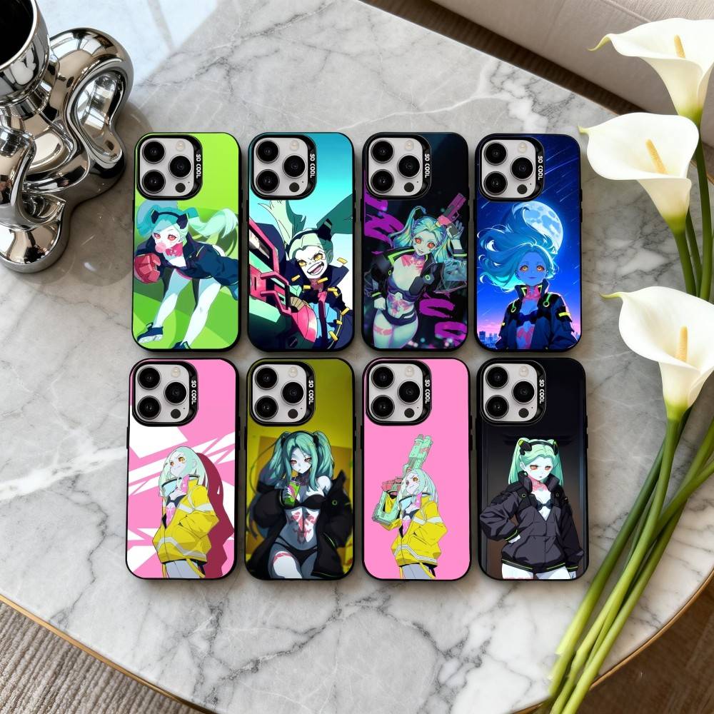 C-Cyberpunk-K R-RebeccaS Phone Case For iPhone17,16,15,14,13,12,11 Plus,Pro Max Candy Silver Plated Inside Cover