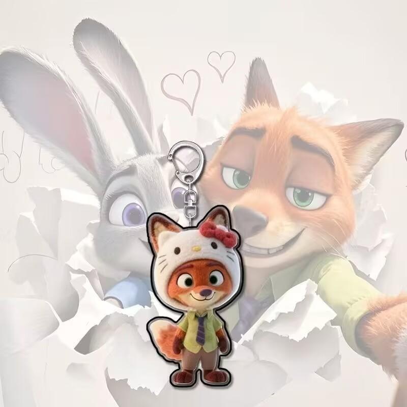 Disney Zootopia Animation Peripheral Keychain Cartoon Judy Nick Cute Acrylic School Bag Keychain Men and Women Birthday Gifts