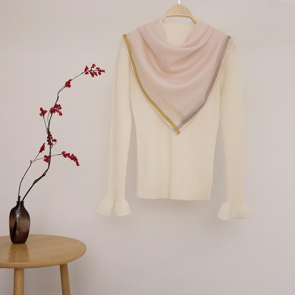 Women's Water-Soluble Cashmere Plaid Shawl: Sun-Blocking Summer Square Scarf & Air-Conditioned Room Wrap