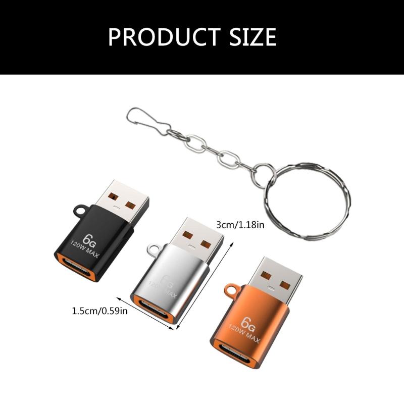 USB till USB C-adapter Typ C hona till USB A hane Omvandlare för Klocka, Telefon, Smartphone 120W Laddning 6Gbps Dataöverföring