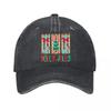 Holly Jolly Christmas Tree Bow Striped Decor Washed Baseball Cap Outdoor For Womens Unisex FeUnisex