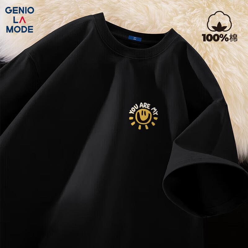 GENIOLAMODE Men s Cotton Smile Print T-Shirt 40