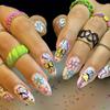 Sweet and Cute Sun Smiley Face Flower Manicure Sticker Rainbow Cartoon Nail Sticker Without Curling Edge Decorative Sticker