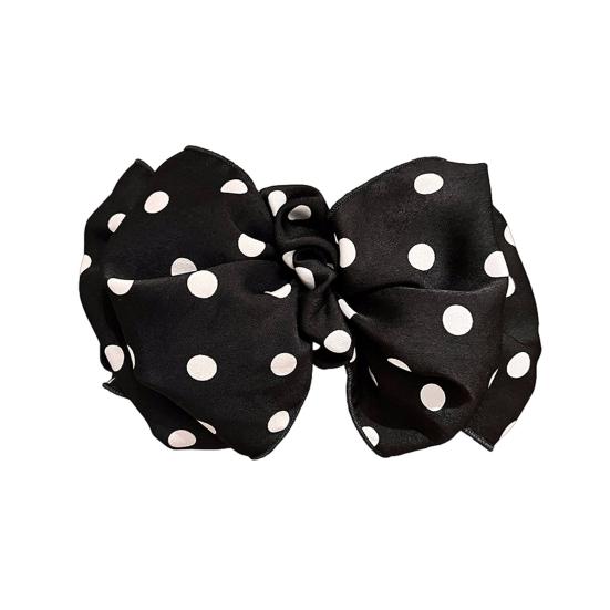 

Hair Claw Dot Print Double Bowknot Decor Hair Clip Spring Design Strong Grip Back Head Hair Claw Hair Accessories чёрный