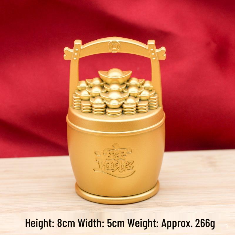 Golden Kylin Treasure Coins: Deluxe Gold Ingots & Bucket Desktop Ornament - Perfect for Gift Giving & Shop Openings