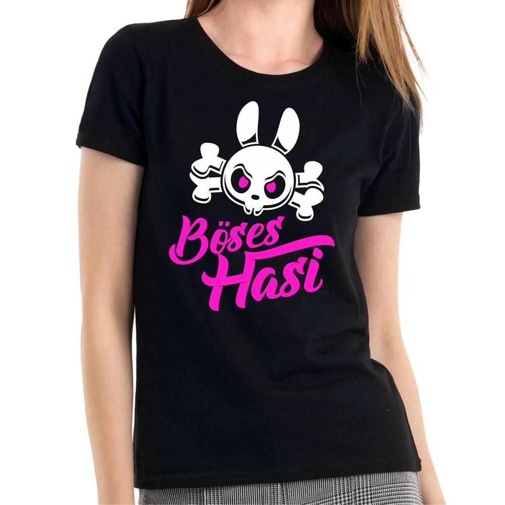 

Evil Bunny Skull Cartoon Comedy Sayings Fun Ladies Girlie T-Shirt 4XL