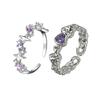 Purple Rhinestone Open Rings Finger Rings Adjustable Rings Alloy Material