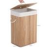SONGMICS Bamboo Laundry Basket, XL Foldable Storage Hamper with Removable Washable Lining, 72L, 40 X 30 X 60 Cm, Natural