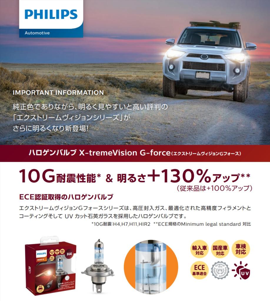 Philips X-tremeVision G-force H11-XVG Halogen Headlights, 3400K, 12V, 55W, for Imported Vehicles, Pack of 2