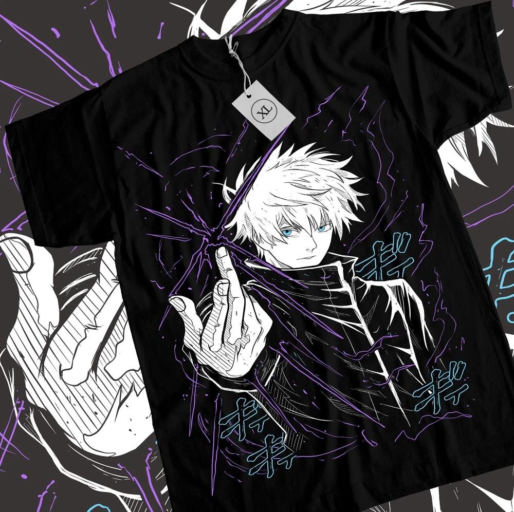 Anime Jujutsu Kaisen Gojo Satoru Infinity Limitless Black Tshirt S