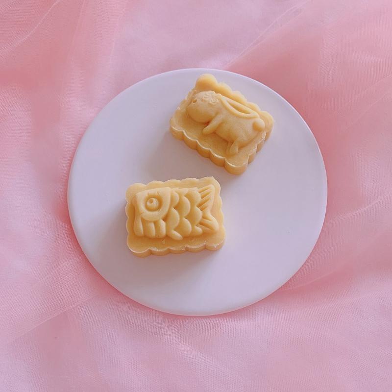 24TE Rectangle Moon Cake Mould Hand Pressure Cookies Cutter Exquisite Rabbit Carp Pastry Tool Moon Cake Maker Bath Bombs Gift CN