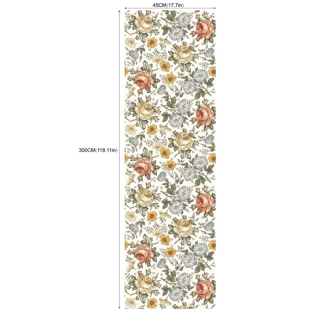 Removable Seamless Self-Adhesive Wallpaper for Living Room Background (Green Plants and Flowers)