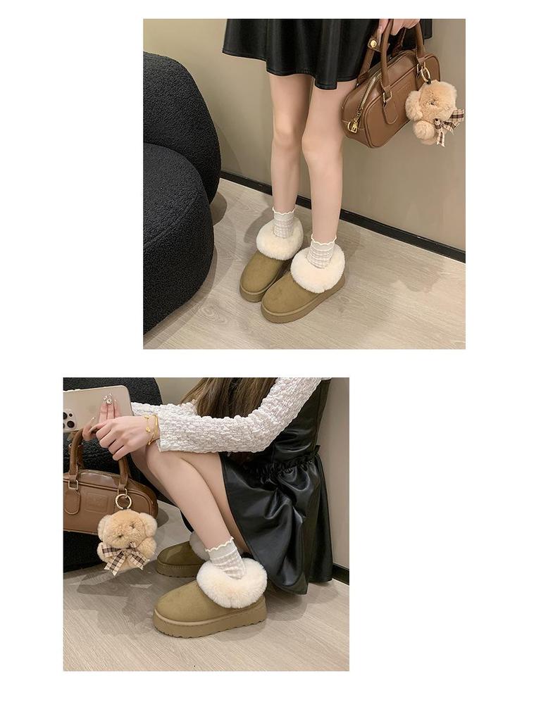 Women's Plus Velvet Indoor-Outdoor Warm Heel Cotton Snow Boots, Sizes 36-43, for Autumn and Winter.