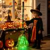 Boszorkányseprű Halloweenre zöld LED fénnyel, Világító Cosplay Varázsló Kézi Pálca Seprűnyél, Jelmez Kellék Tematikus Partikra, Beltéri Kültéri