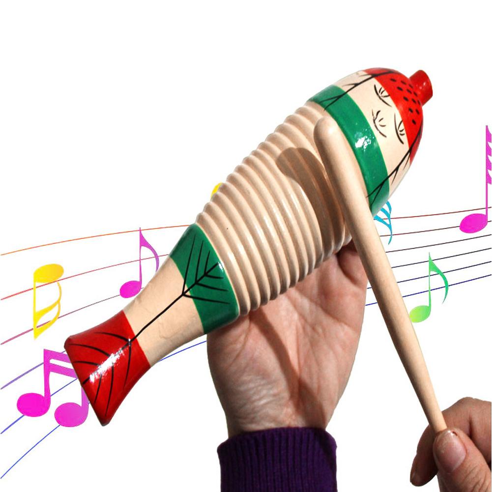 2 Sets Wooden Scraper Guiro Sound Tube Musical Percussion Instrument for Children Kid Toys