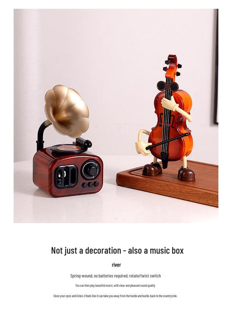 Vintage Gramofon Müzik Kutusu: Ev veya Ofis İçin Dekoratif Süs, Mükemmel Sevgililer Günü veya Doğum Günü Hediyesi
