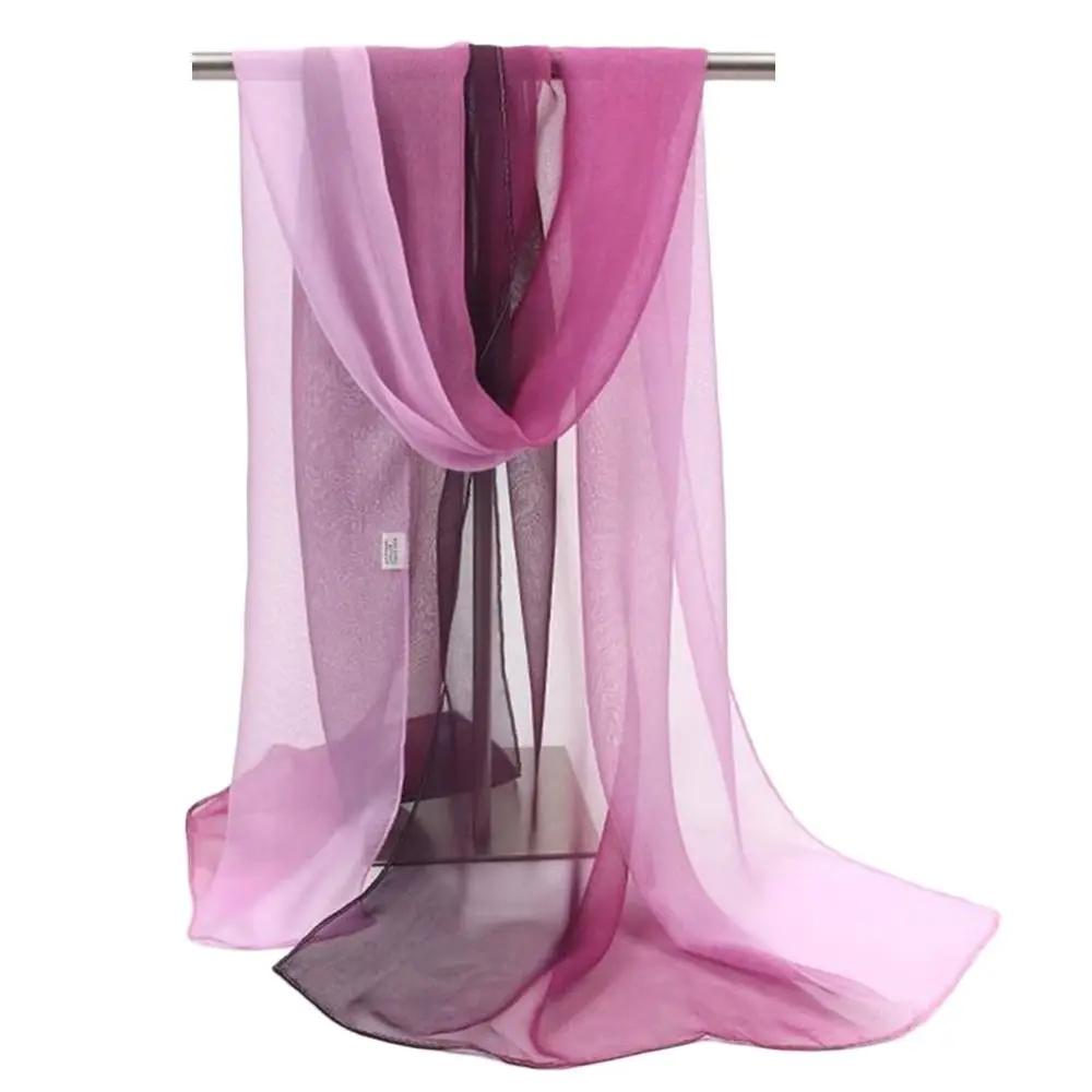 

Жіночий фуляр однотонний шифоновий жоржетний шарф бандана елегантна довга шаль хіджаб літній захист від сонця пляжні шарфи