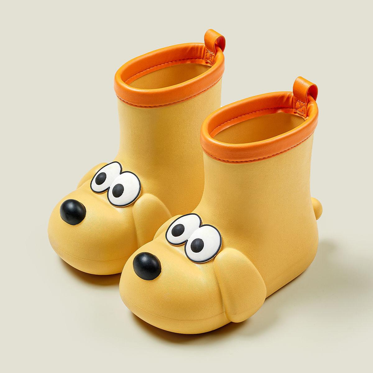 

Cartoon Rain Boots Non-slip Outdoor Cute Children s Mid-tube Waterproof Rain Boots Boys and Girls Puppy Cotton Rain Boots 15cm жёлтый