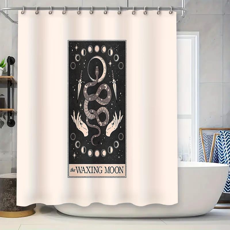 

Mystic Serpent Hands Bath Curtain Gothic Witchcraft Decor Moon Phases Ritual Home Shower Curtains Dark Academia Aesthetic W60H190(CM)-1 Pcs