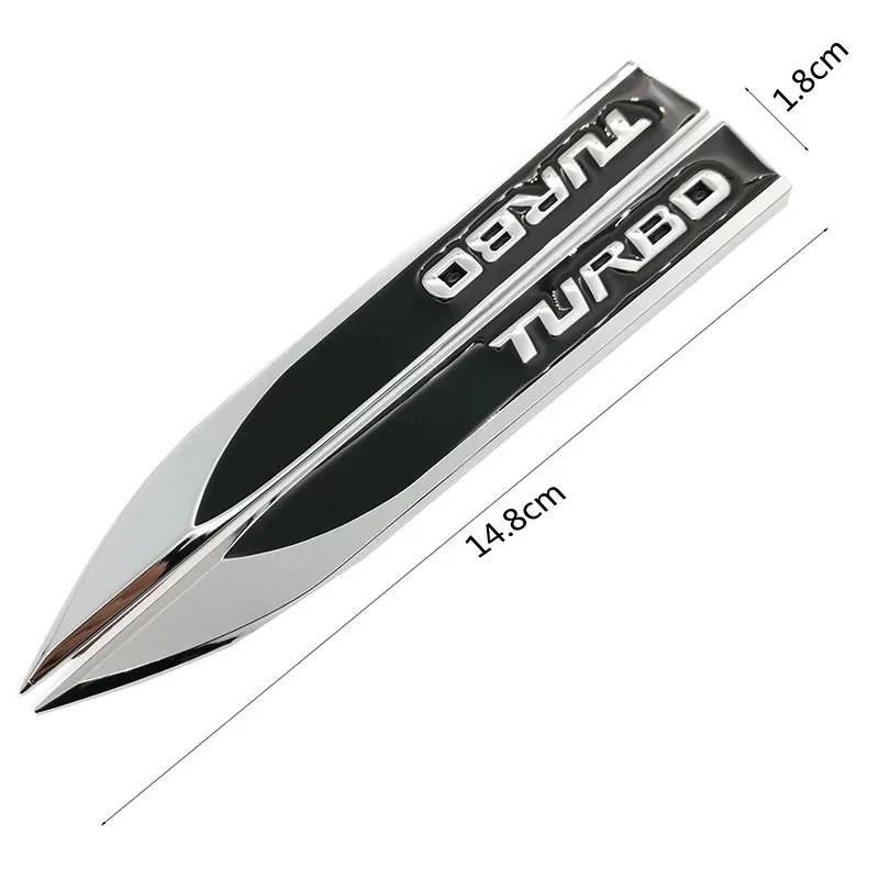 1 Pair Metal TURBO Turbocharged Car Sticker Logo Emblem Badge Decals Car Styling DIY Decoration Accessories for Frod Bmw Ford MD2