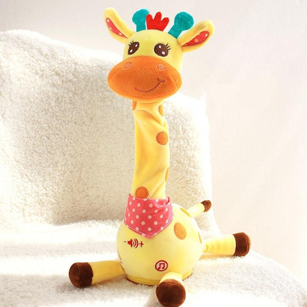Rechargeable Musical Educational Doll with Lights Interactive Baby Gift Repeating What You Say Dancing Talking Giraffe Toy
