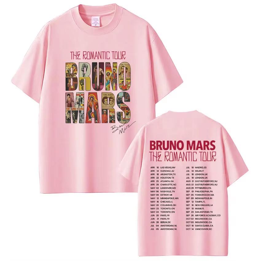 Rapper Bruno Mars The Romantic 2026 Tour Print Tshirt Man Woman Fashion Tshirt Short Sleeve Casual Gothic Punk Tshirts