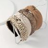 Retro Leopard Print Wide-Brimmed Non-Slip Headband for Women - High Top, Face-Slimming, Elegant, Versatile Outdoor Hair Accessory.