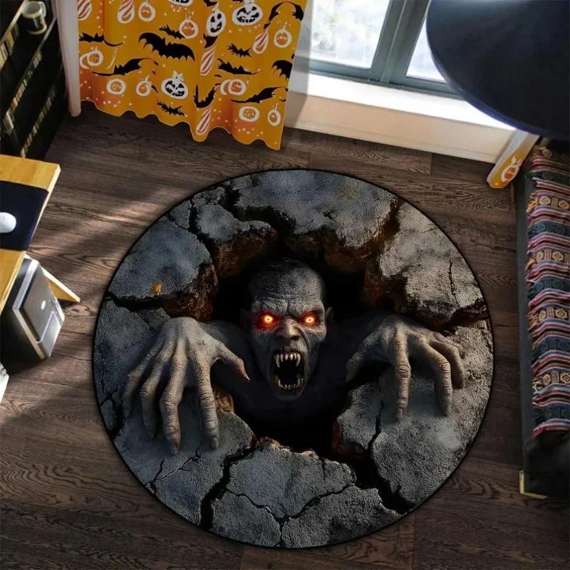 1PC 3D Illusion Halloween Area Rug, 3D Skeleton Halloween Rug, Spooky Stairs Illusion Carpet, Gothic Halloween Area Rug Gift