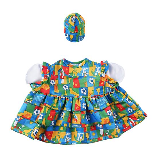 1 Set Football Event Goose Outfit Colorful Ruffle Dress And Hat Football Themed Porch Goose Costume for 23-Inch Goose Statue Theme Party Decoration Sets
