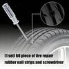 60Pcs Heavy Duty Tire Repair Rubber Nails And Screwdriver Set Suitable For Automobile Motorcycle Leakage Emergency Fix