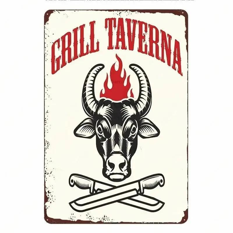 Panneau Barbecue des Pères de Jardin Roi du Grill Vintage Plaque Métallique Boîte de Conserve Bar Pub Décoration de Jardin Plaque Murale BBQ de Papa Chillin&Grillin Plaque Rétro
