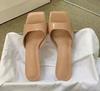 High-heeled cool slippers women's summer new outer wear large size 42 British style square-heeled women's slippers