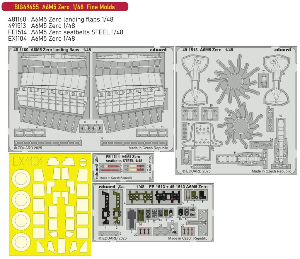 eduard Big ED Zero Fighter Type 52 Parts Set Fine Plastic Model Kit Parts EDUBIG49455 1/48 (for Molds) (Airplane)