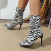 Leopard Print Sexy High-heeled Fashion Boots Women's 2025 Winter New Thin Heel Slimming Large Size Pointed Toe Booties