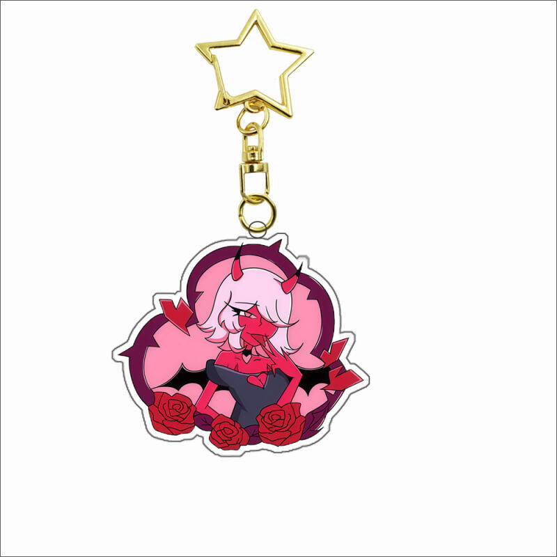 Acryl Schlüsselanhänger für Helluva Boss Verosika Mayday Satan Emberlynn Pinkle Ozzie Loona Glitz Glam Anime Acryl Schlüsselanhänger Anhänger