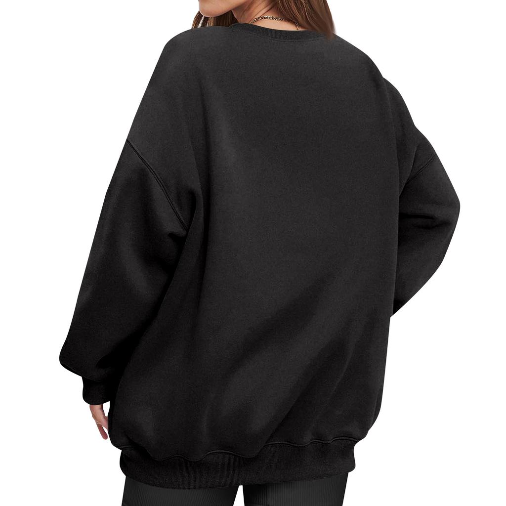 Women's Fashion Long Sleeve Print Round Neck Loose Pullover Sweater Top