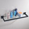 OIMG 304 Stainless Steel Double Towel Rack with Shelf, Black