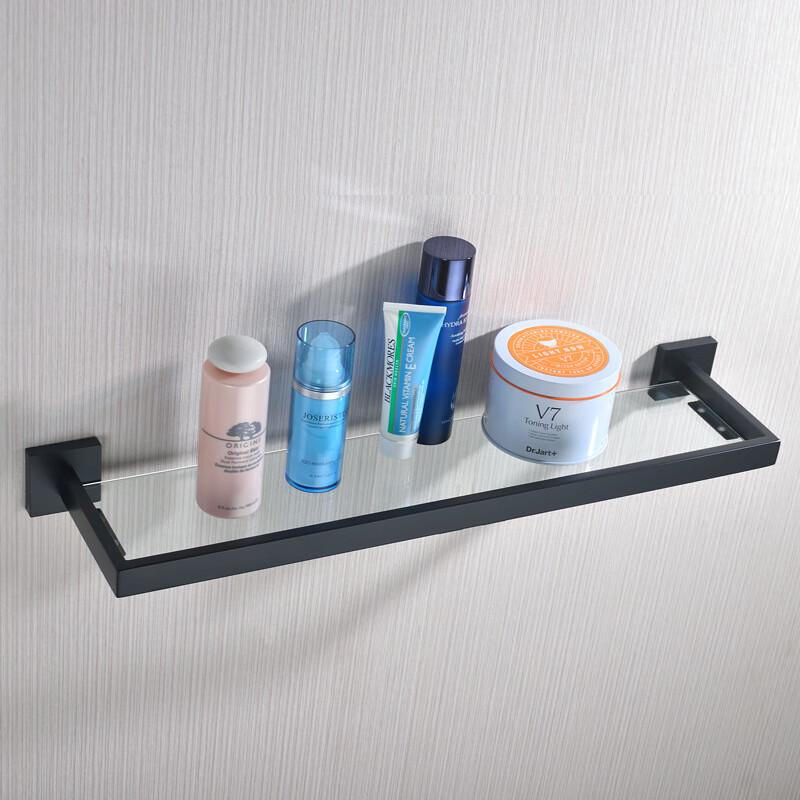 OIMG 304 Stainless Steel Double Towel Rack with Shelf, Black