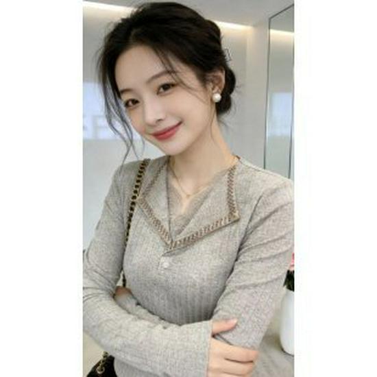 

2026 Spring Women s Chic Rhinestone Long Sleeve Casual T-Shirt 5XL (150-160 jin)
