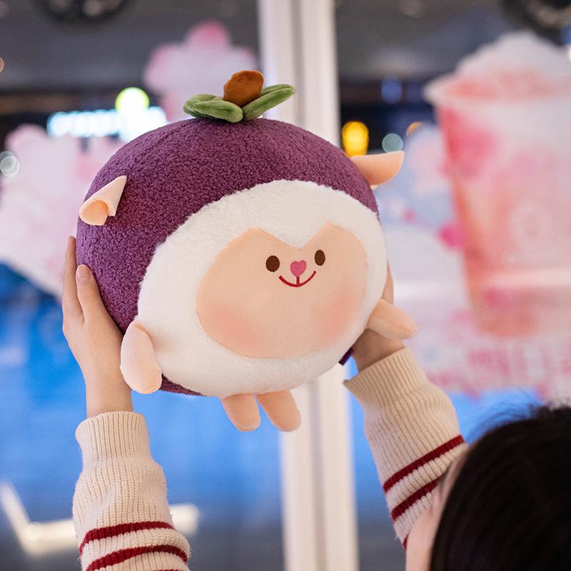 Cute Creative Mangosteen Plush Toy Doll with Pillow on Children's Bed Sleeping Pillows for Girls Pendants