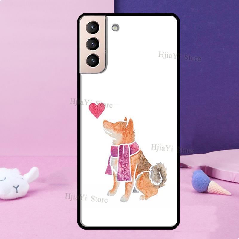 Cute Shiba Inu Phone Case For Samsung Galaxy S21 Ultra S8 S9 S10 S22 Plus Note 10 20 Ultra S20 FE Cover